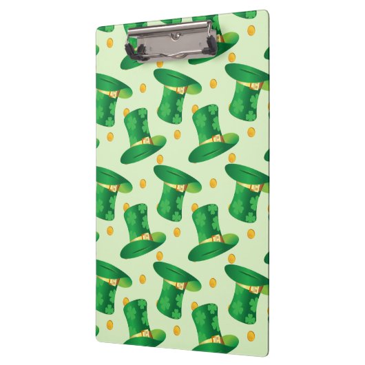 Green Irish Hat-Muster , Art Patrick's Day Design Klemmbrett (Links)