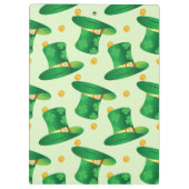 Green Irish Hat-Muster , Art Patrick's Day Design Klemmbrett (Rückseite)