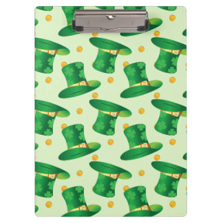 Green Irish Hat-Muster , Art Patrick's Day Design Klemmbrett