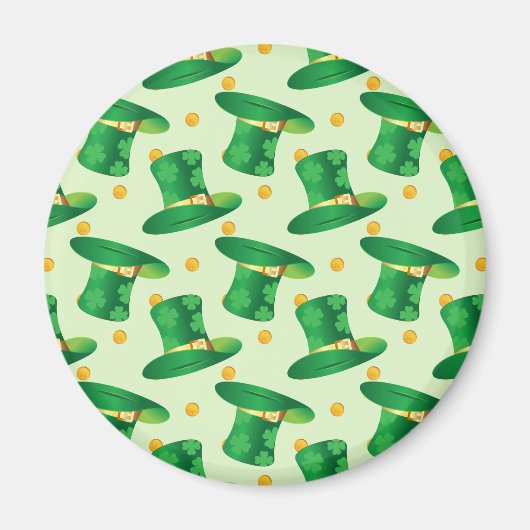 Green Irish Hat-Muster , Art Patrick's Day Design Magnet (Vorne)