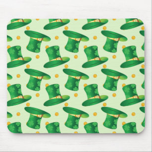 Green Irish Hat-Muster , Art Patrick's Day Design Mousepad