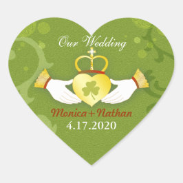 Green Irish Heart Shape Wedding Einladung Herz-Aufkleber