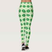 Green Irish Kiss Lipstick Muster St Paddy's Day Leggings (Rückseite)