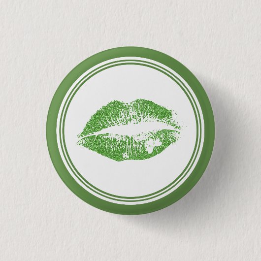 Green Irish Kiss & White Circle Frame Button (Vorderseite)