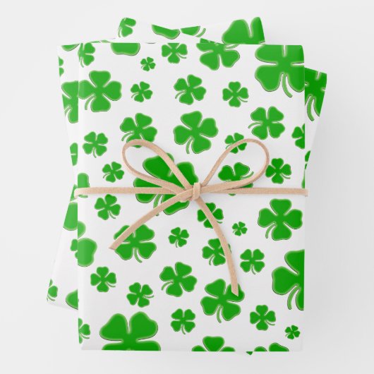 Green Irish Kleeblatt Pattern - St Patrick's Day W Geschenkpapier Set (Beispiel)