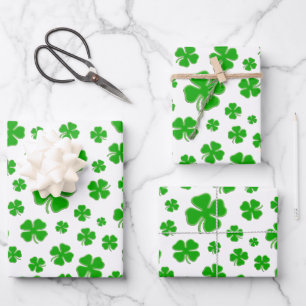 Green Irish Kleeblatt Pattern - St Patrick's Day W Geschenkpapier Set
