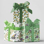 Green Irish Kleeblatts, Gold & Blume Geschenkpapier Set