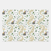 Green Irish Kleeblatts, Gold & Blume Geschenkpapier Set (Vorderseite)