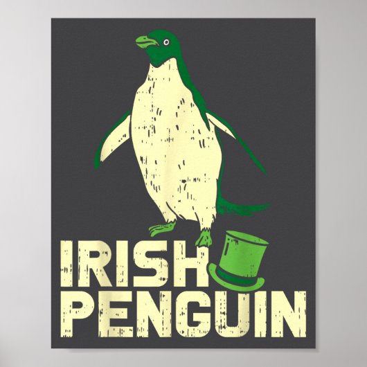 Green Irish Penguin Cute St Patricks Day Animal Lo Poster (Vorne)
