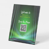 Green Irish Pub Menu Restaurant QR Code Table Sign Sockelschild (Vorderseite)