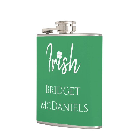 Green Irish Vierblättriges Kleeblatt St Patricks D Flachmann (Links)