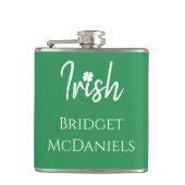 Green Irish Vierblättriges Kleeblatt St Patricks D Flachmann (Vorderseite)