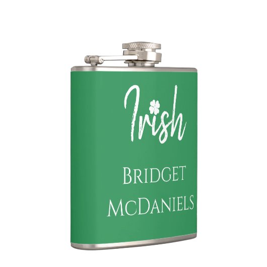 Green Irish Vierblättriges Kleeblatt St Patricks D Flachmann (Rechts)