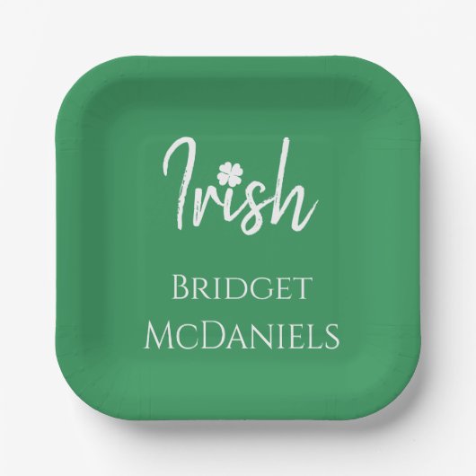 Green Irish Vierblättriges Kleeblatt St Patricks D Pappteller (Vorderseite)