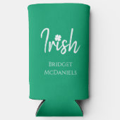 Green Irish Vierblättriges Kleeblatt St Patricks D Selters Dosenkühler (Vorderseite)