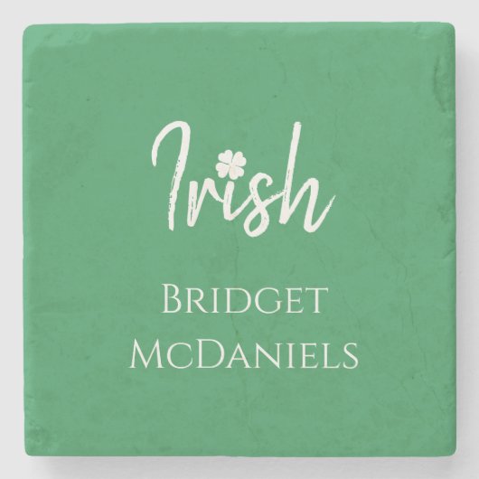 Green Irish Vierblättriges Kleeblatt St Patricks D Steinuntersetzer (Vorderseite)