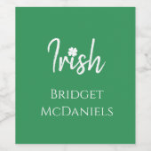 Green Irish Vierblättriges Kleeblatt St Patricks D Weinetikett (Einzelnes Label)