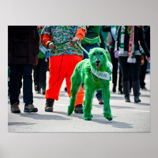 Green Irish Wolfhound Dog St. Patrick's Day Parade Poster (Vorne)