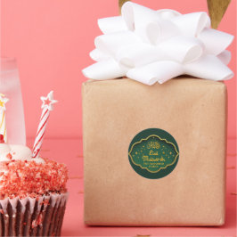 Green Islamic Eid Mubarak mit Namen Runder Aufkleber