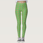 Green Island Palm Tree Ananas Flamingo Leggings (Vorderseite)