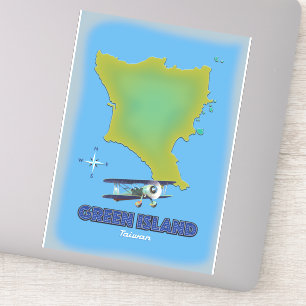 Green Island Taiwan Reiseplakat. Aufkleber