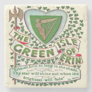 Green Isle of Erin, irischer Marmorbaum, Irland Steinuntersetzer