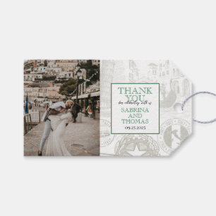 Green Italy Wedding Foto Gift Tags Geschenkanhänger