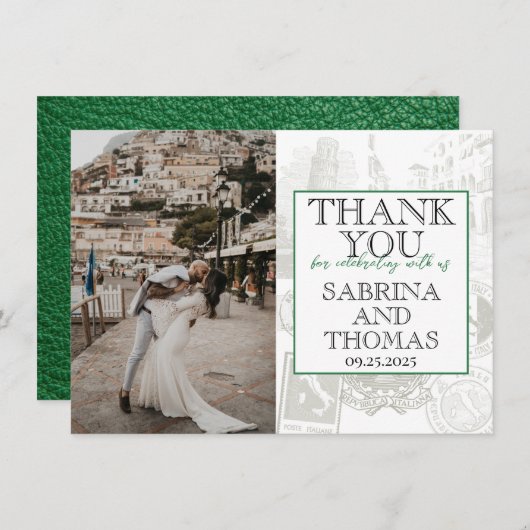 Green Italy Wedding Foto Vielen Dank Dankeskarte (Vorne/Hinten)