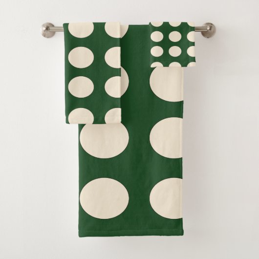 Green Ivory Color Polka Dot Badhandtuch Set (Insitu)