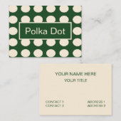 Green Ivory Color Polka Dot Visitenkarte (Vorne/Hinten)