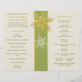 Green Ivory Gold Snowflake Winter Wedding Programm (Rückseite)