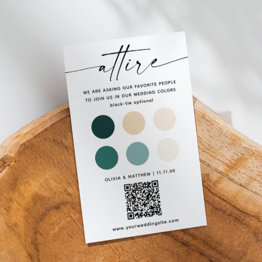 Green & Ivory Guest Wedding Dress Code QR Beilage Begleitkarte