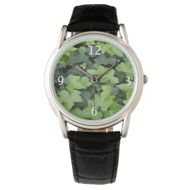 Green Ivy Botanical Print Armbanduhr (Vorderseite)