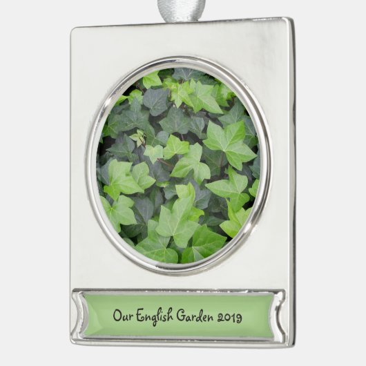 Green Ivy Botanical Print Banner-Ornament Silber (Links)
