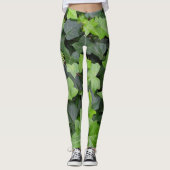 Green Ivy Botanical Print Leggings (Vorderseite)