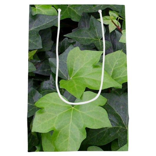 Green Ivy Botanical Print Mittlere Geschenktüte (Rückseite)