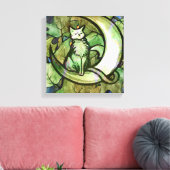 Green Ivy Cat Moon Kind Kunst, Dichtung und Musik Leinwanddruck (Insitu (Wohnzimmer))
