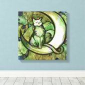 Green Ivy Cat Moon Kind Kunst, Dichtung und Musik Leinwanddruck (Insitu (Holzboden))