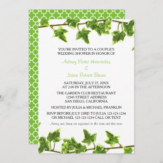 Green Ivy - Einladung von Coupels Polterabend (Vorne/Hinten)