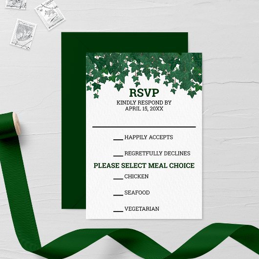Green Ivy Garden Wedding RSVP Card