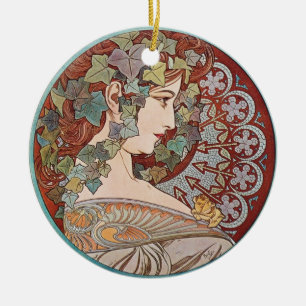 Green Ivy Goddess Art Keramikornament