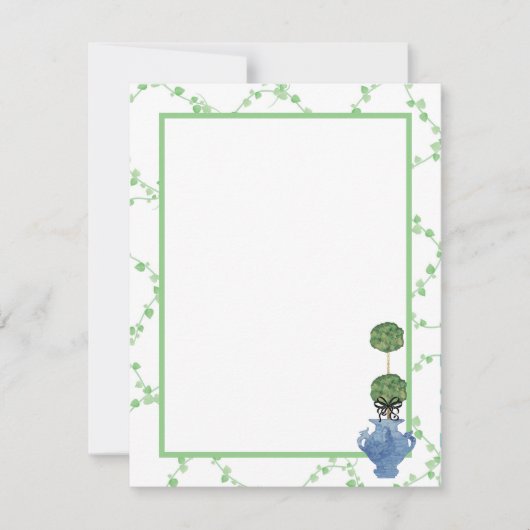 Green Ivy Lattice Topiary Ginger Jar Jars Mitteilungskarte (Vorderseite)