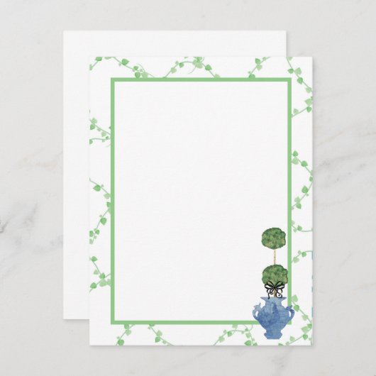 Green Ivy Lattice Topiary Ginger Jar Jars Mitteilungskarte (Vorne/Hinten)