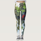 Green Ivy mit Red Berries Leggings (Vorderseite)