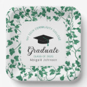Green Ivy Pattern Personalized Graduation Pappteller (Vorderseite)