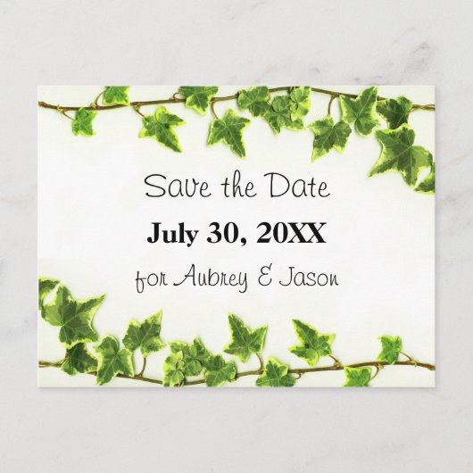 Green Ivy - Save the Date Postkarte (Vorderseite)