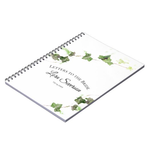 Green Ivy Vine Wasserfarbe Briefe an die Braut Notizblock (Linke Seite)