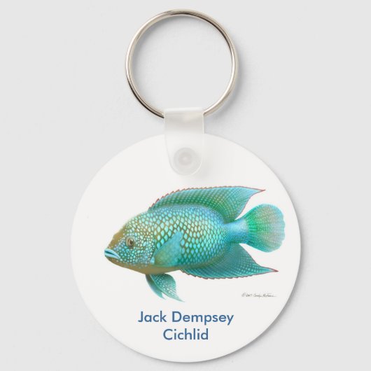 Green Jack Dempsey Cichlid Schlüsselanhänger (Vorderseite)