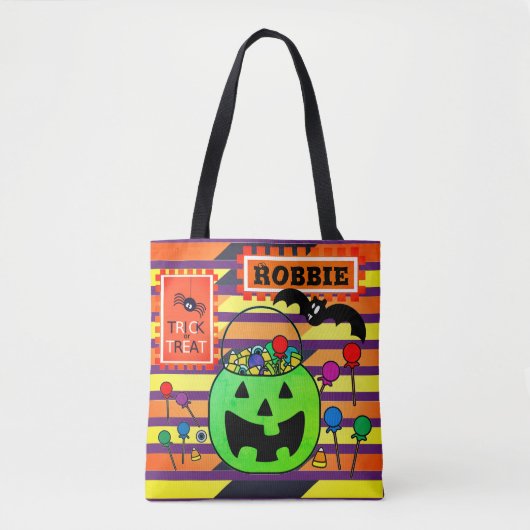 Green Jack o' Lantern Personalisiert Trick or Tree Tasche (Vorderseite)