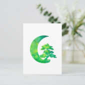Green Jade Crescent Moon und Bonsai Tree Postkarte (Stehend Vorderseite)
